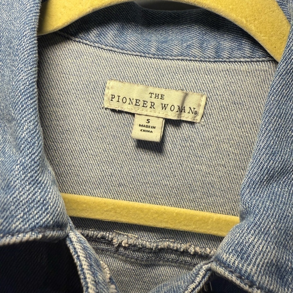 The Pioneer Woman Blue Jean Jacket with Embroidered Sleeves - Picture 2 of 6